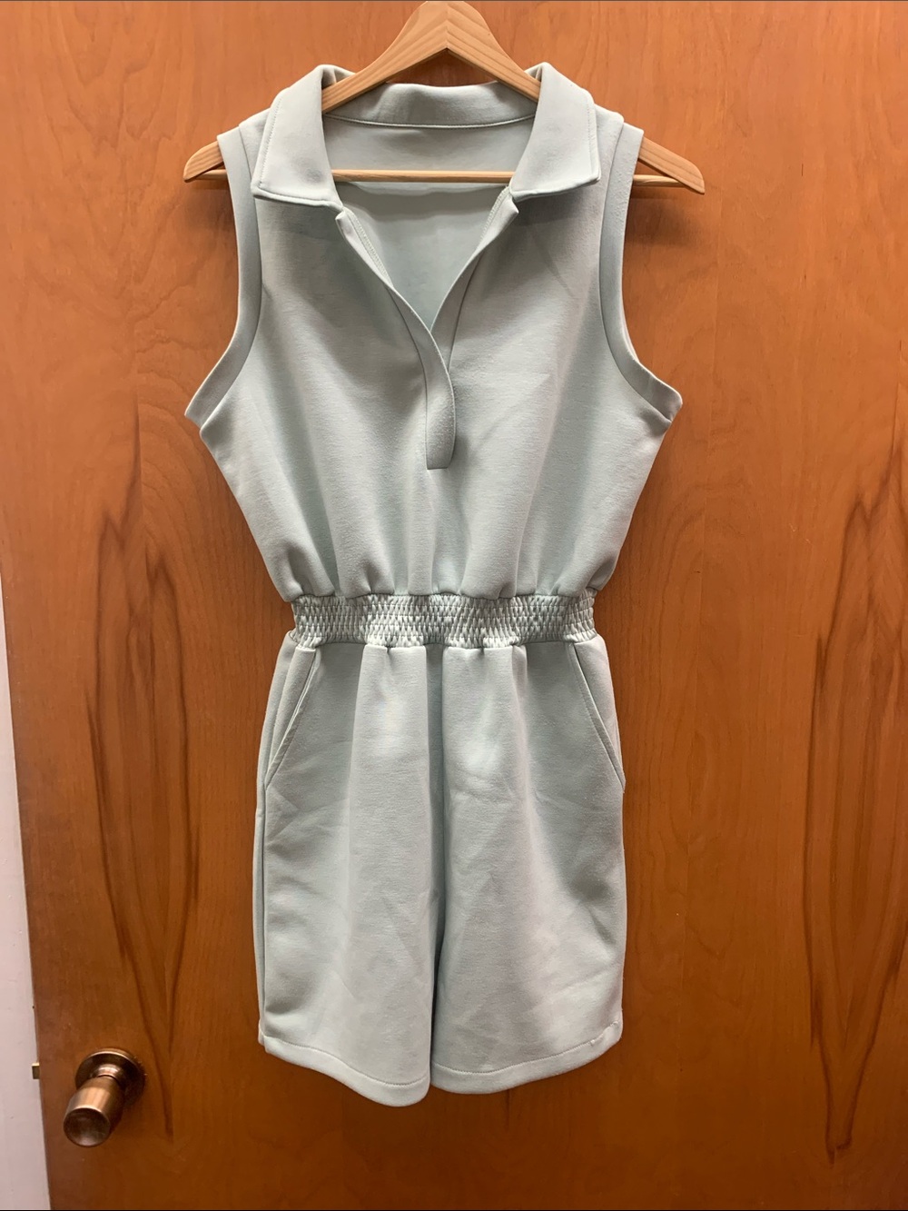 Like-new Sleeveless Polo Romper in Light Mint